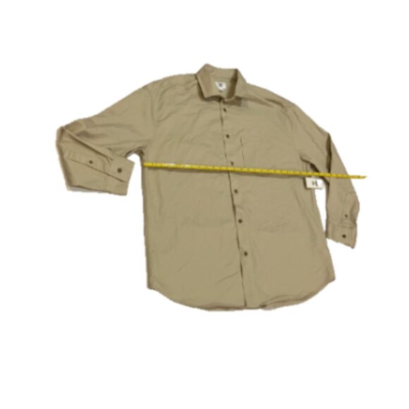 Mode of One Men's Relaxed-Fit Button-Down Twill Shirt Dark Ecru Size L - Picture 9 of 9